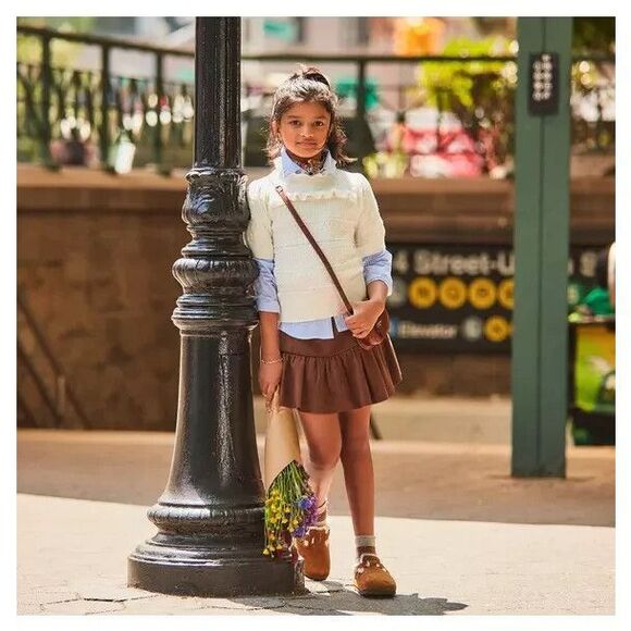 Janie And Jack The Sueded Skirt Girls Size 12 Potting Soil Ruffle Pull On Mini - Picture 1 of 7